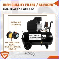 Portable 50L Litre Air Compressor 9.6CFM 2.5HP 115 PSI 8 BAR & 5 Piece Tool Kit