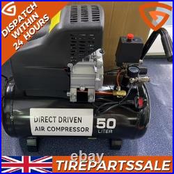 Portable 50l Litre Ltr Air Compressor 9.6cfm 2.5hp 3000rpm Tire Type 8 Bar Uk