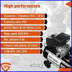 Portable 50l Litre Ltr Air Compressor 9.6cfm 2.5hp 3000rpm With Paint Spray Gun Portable 50l Litre Ltr Air Compressor 9.6cfm 2.5hp 3000rpm With Paint Spray Gun
