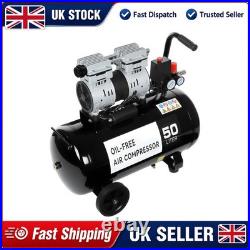 Portable Air Compressor 50 Litre Silent 230V Workshop Garage Equipment Black