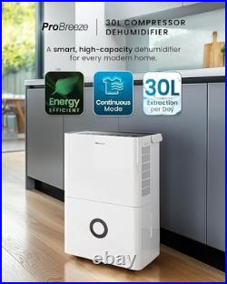 Pro Breeze PB-20 30Litre Smart Compressor Dehumidifier with 4L Water Tank