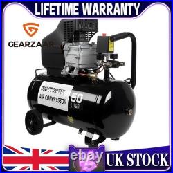 Quiet Air Compressor 50 Litre 8 Bar Max Pressure Wall Outlet Power Source Black