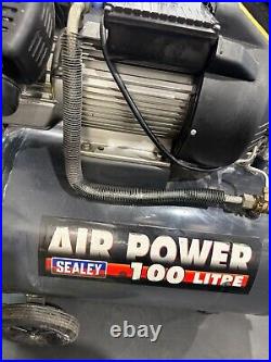 SAC10030 Sealey 100 Litre 3HP Direct Drive Air Compressor V Twin Pump