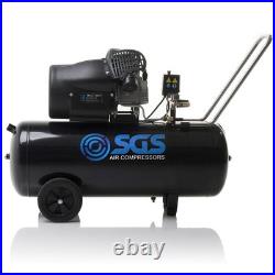 SGS 100 Litre Air Compressor & 5 Pc Air Tool Kit, 13.8CFM 3HP, Twin Air Outlets
