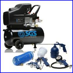 SGS 24 Litre Direct Drive Air Compressor & 5 Piece Tool Kit 9.6CFM, 2.5HP, 24L