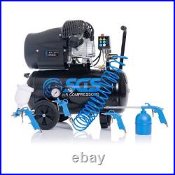 SGS 50 Litre Air Compressor, V-Twin High Power with Air Tool Set 13.8CFM 3HP 50L
