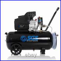 SGS 50 Litre Direct Drive Air Compressor With Integrated Hose Reel 9.5CFM, 2.5