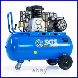 SGS 90 Litre Belt Drive Air Compressor & 5 Piece Tool Kit With FREE Oil
