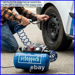 Scheppach 1.5hp 6 Litre Oil Free Portable Air Compressor 8 Bar Pressure