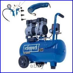 Scheppach HC26Si 240V Silent 24 Litre Air Compressor, 1100W, 8 Bar, 230L/min