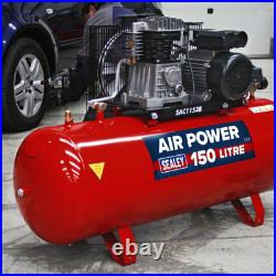 Sealey 150Litres 3hp Compressor Belt Drive With Cast Cylinders 380L/min SAC1153B