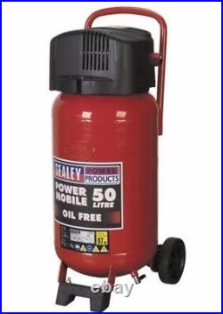 Sealey 50Litre 2HP Up-Stand Vertical Belt Drive Oil Free Air Compressor SAC05020