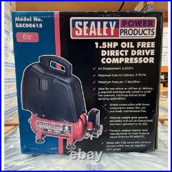 Sealey Belt Drive Oil Free Compressor (6 Litre, 1hp, 6.35cfm Displacement) Sealey Belt Drive Oil Free Compressor (6 Litre, 1hp, 6.35cfm Displacement)