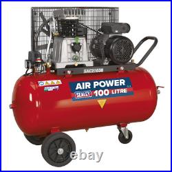 Sealey Compressor 100Litres Belt Drive 3hp With Cast Cylinders & Wheels SAC2103B