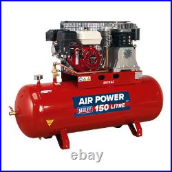 Sealey Compressor 150 Litres Belt Drive Petrol Engine 6.5hp Heavy Duty SA1565