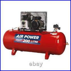 Sealey Compressor 200Litres Belt Drive 3hp With Cast Cylinders 425L/min SAC2203B