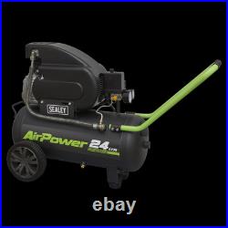 Sealey Compressor 24 Litres Direct Drive 2hp 230v 130L/min 116psi Black SAC2420E