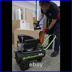 Sealey Compressor 24 Litres Direct Drive 2hp 230v 130L/min 116psi Black SAC2420E