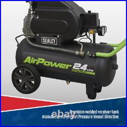 Sealey Compressor 24 Litres Direct Drive 2hp 230v 130L/min 116psi Black SAC2420E