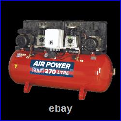 Sealey Compressor 270 Litres Belt Drive 2 x 3hp With Cast Cylinders SAC2276B