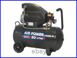 Sealey Compressor 50 Litres Direct Drive With 3-Pin Plug 2hp Black SAC5020E