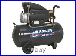 Sealey Compressor 50 Litres Direct Drive With 3-Pin Plug 2hp Black SAC5020E