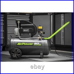 Sealey Compressor 50 Litres Direct Drive With 3-Pin Plug 2hp Black SAC5020E Sealey Compressor 50 Litres Direct Drive With 3-Pin Plug 2hp Black SAC5020E