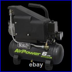 Sealey Compressor 6 Litres Direct Drive Compact & Portable 1hp Black SAC0610E