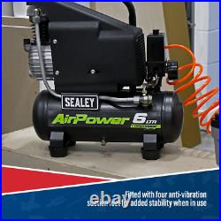 Sealey Compressor 6 Litres Direct Drive Compact & Portable 1hp Black SAC0610E