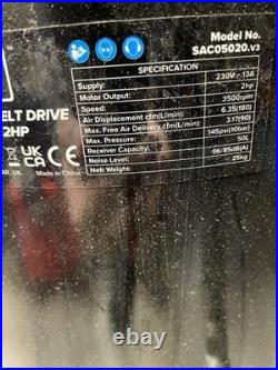 Sealey SAC05020 50 Litre Vertical Air Compressor Oil Free Upright 2HP 230V