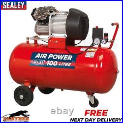 Sealey SAC10030 100 Litre 3HP Direct Drive Air Compressor V Twin Pump PC