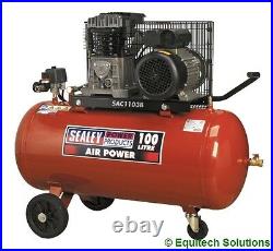 Sealey Tools SAC1103B Air Compressor 100 Litre 3HP Belt Drive Cast Cylinders New