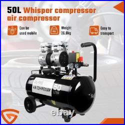 Silent Air Compressor 50 Litre Oil Free 220V/ 50HZ 1600RPM BrandNew Gear UK