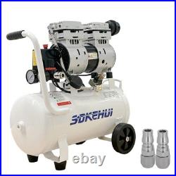 Silent Air Compressor 750W Low Noise 25 Litre Oil Free For Inflator & Air Tools