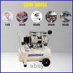 Silent Air Compressor 750W Low Noise 25 Litre Oil Free For Inflator & Air Tools