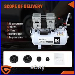 Silent Air Compressor Low Noise 24 Litre Oil Free Gearzaar Professional Lprdzxdj