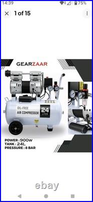 Silent Air Compressor Low Noise 24 Litre Oil Free Gearzaar Professional Tool