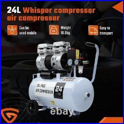 Silent Air Compressor Low Noise 24 Litre Oil Free Gearzaar Professional Tool Silent Air Compressor Low Noise 24 Litre Oil Free Gearzaar Professional Tool