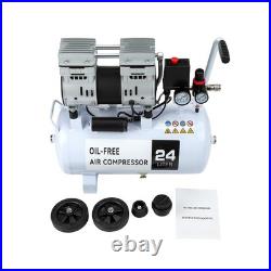 Silent Air Compressor Low Noise 24 Litre Oil Free Gearzaar Professional Tool KY