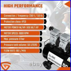 Silent Air Compressor Low Noise 50 Litre Oil Free 220V/ 50HZ 1600RPM Best Gear