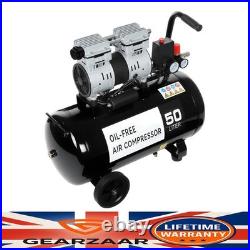 Silent Air Compressor Low Noise 50 Litre Oil Free 220V/ 50HZ 1600RPM New UK