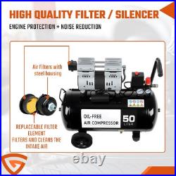 Silent Air Compressor Low Noise 50 Litre Oil Free 5.2 CFM 8 BAR 220V 1600RPM UK Silent Air Compressor Low Noise 50 Litre Oil Free 5.2 CFM 8 BAR 220V 1600RPM UK