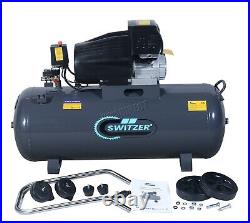 SwitZer Air Compressor 3HP 13CFM 100L Litre 230V 8 Bar Tank Twin Cylinder AC007