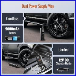 Tire Inflator Portable Air Compressor 150 PSI 9000mAh Battery Fast Inflation