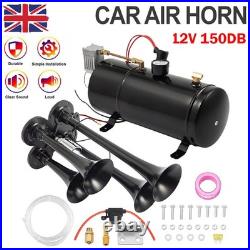 Train Air Horn Kit 150DB 4 Trumpet With 6 Liter Tank 12V For Car RV Boat