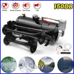 Train Air Horn Kit 150DB 4 Trumpet With 6 Liter Tank 12V For Car RV Boat