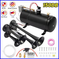 Train Air Horn Kit 150DB 4 Trumpet With 6 Liter Tank 12V For Car RV Boat