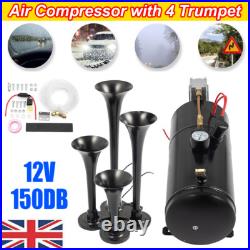 Train Air Horn Kit 150DB 4 Trumpet With 6 Liter Tank 12V For Car RV Boat New Train Air Horn Kit 150DB 4 Trumpet With 6 Liter Tank 12V For Car RV Boat New