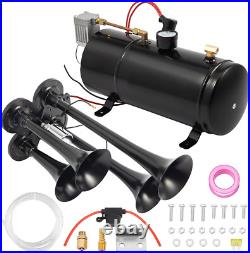 Train Air Horn Kit with 4 Trumpet With 6 Liter Tank 150db 12V Air System