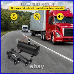 Train Air Horn Kit with 4 Trumpet With 6 Liter Tank 150db 12V Air System